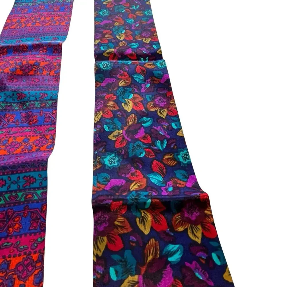 Vintage Liz Claiborne Silk Scarf Set of Two Made in Japan Retro Chic 70s 80s